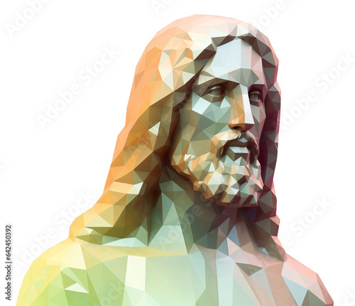 Fictional character Jesus Christ high poly geometric portrait. 