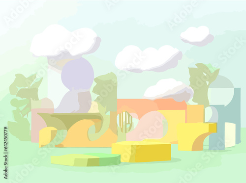 Pastel 3D Wonderland: Dreamy and Colorful Background for a Magical and Whimsical Atmosphere