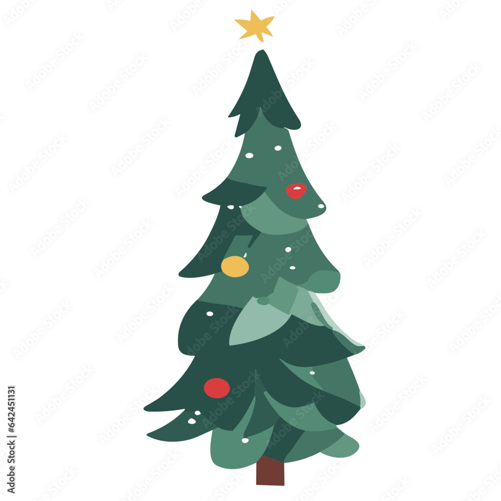 Cute Christmas Tree Vector: Adorable and Festive Holiday Illustration for Greeting Cards, Decorations, and More