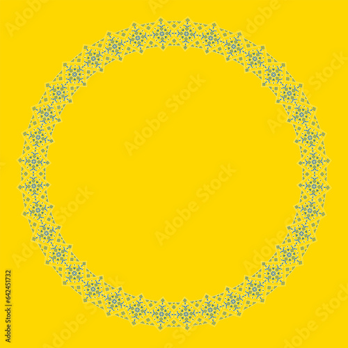 Vector illustration of Ukrainian ornament in ethnic style, identity, vyshyvanka, embroidery for print clothes, websites, banners. Background. Geometric design, border, copy space, frame