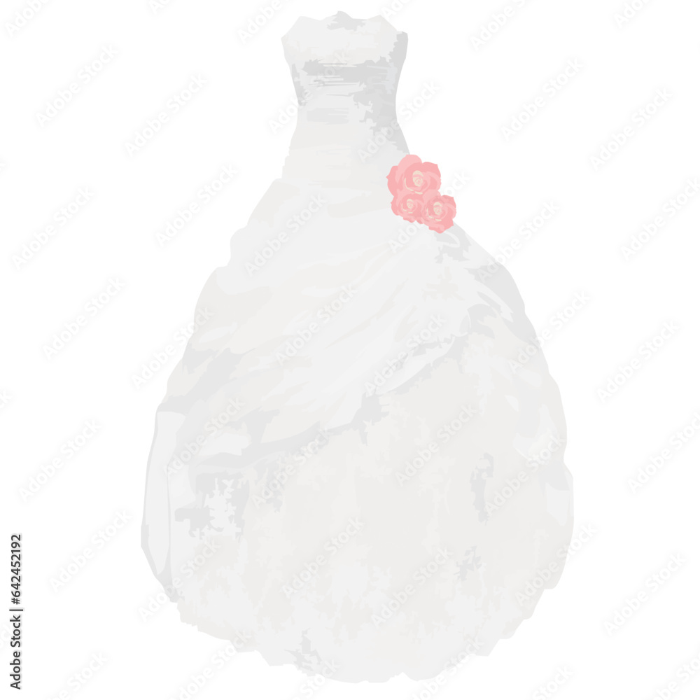 wedding dress White wine bottle isolated on white background with  silhouette illustration