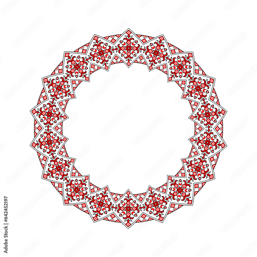 Vector illustration of Ukrainian ornament in ethnic style, identity, vyshyvanka, embroidery for print clothes, websites, banners. Background. Geometric design, border, copy space, frame Vector illustration of Ukrainian ornament in ethnic style, identity, vyshyvanka, embroidery for print clothes, websites, banners. Background. Geometric design, border, copy space, frame