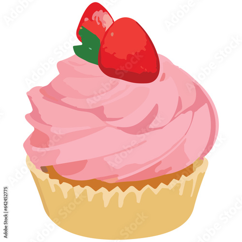 Foto Adorable and Delectable: Whimsical Cupcake Illustration in Sweet Pastels and Cha