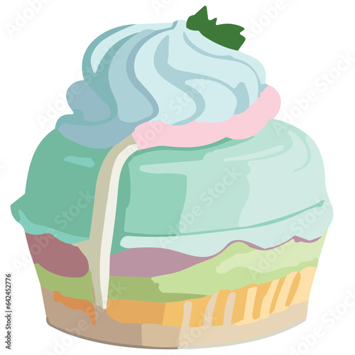Принти на полотні Adorable and Delectable: Whimsical Cupcake Illustration in Sweet Pastels and Cha