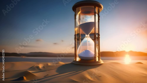 A sand clock on a sandy beach