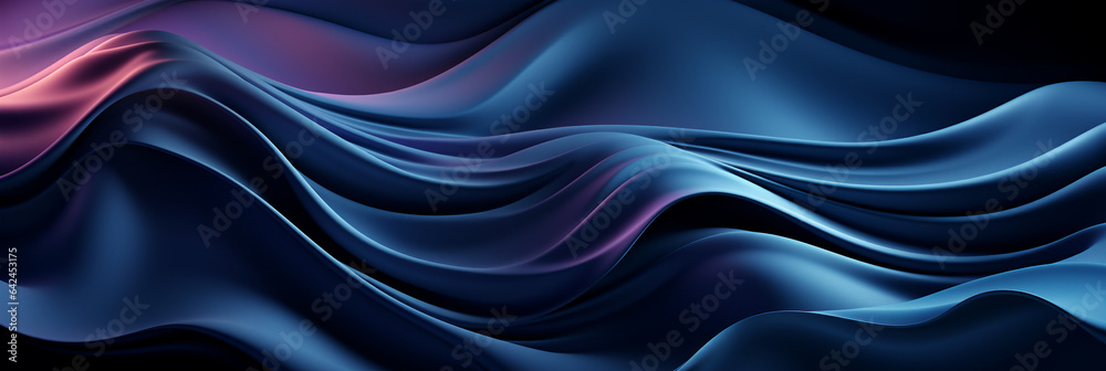 Obraz premium Dark blue paper waves abstract banner design. Elegant wavy vector background made with AI