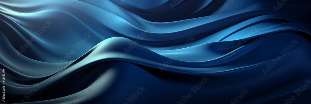 Dark blue paper waves abstract banner design. Elegant wavy vector background made with AI