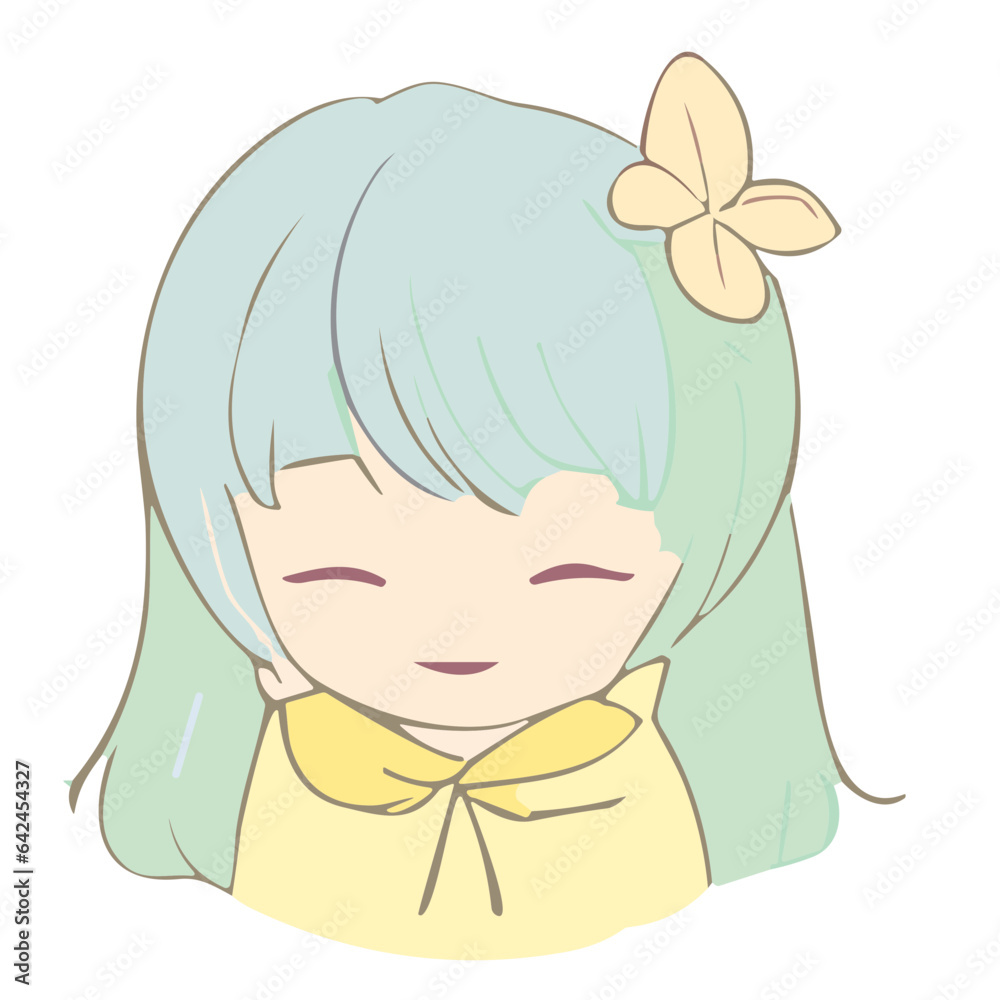 Joyful Cartoon Illustration of a Smiling Child with Pink Hair, portraying the Beauty of Childhood and Fun, designed with a touch of Angelic charm