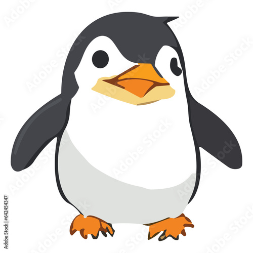 Penguin enjoys beach stroll under clear sky
