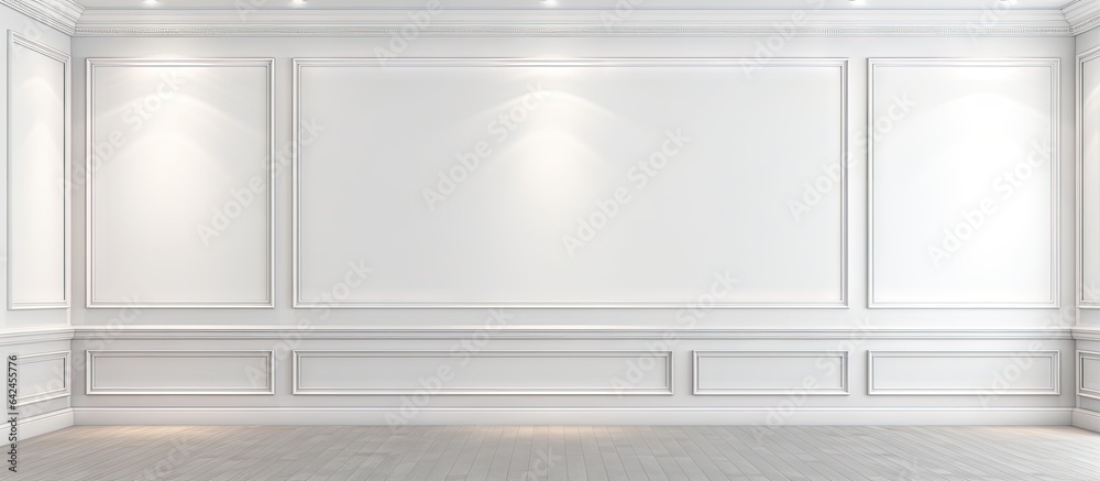 Fototapeta premium Bright and modern illustration of a spacious luxury interior with a blank wall