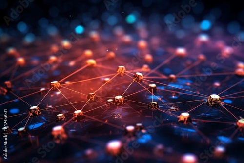 3d rendering of abstract background with golden particles. Network concept.