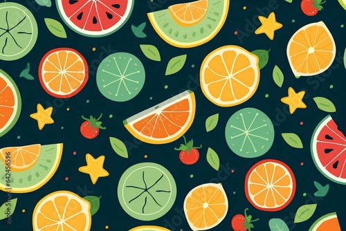 Seamless pattern with citrus fruits Vector illustration in flat style