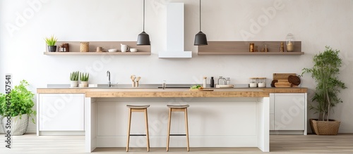 A lovely kitchen island in a cropped shot of an open kitchen