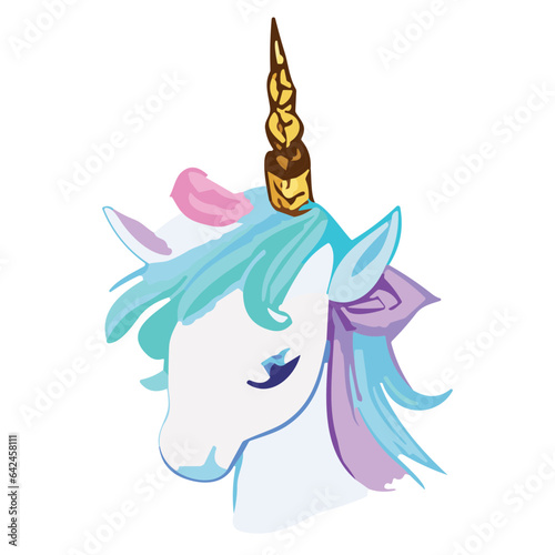Image featuring a cute pink unicorn in cartoon style