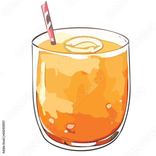 Refreshing Citrus Cocktail in a Glass with Ice, Lemon, Lime, and a Hint of Tequila on a White Background