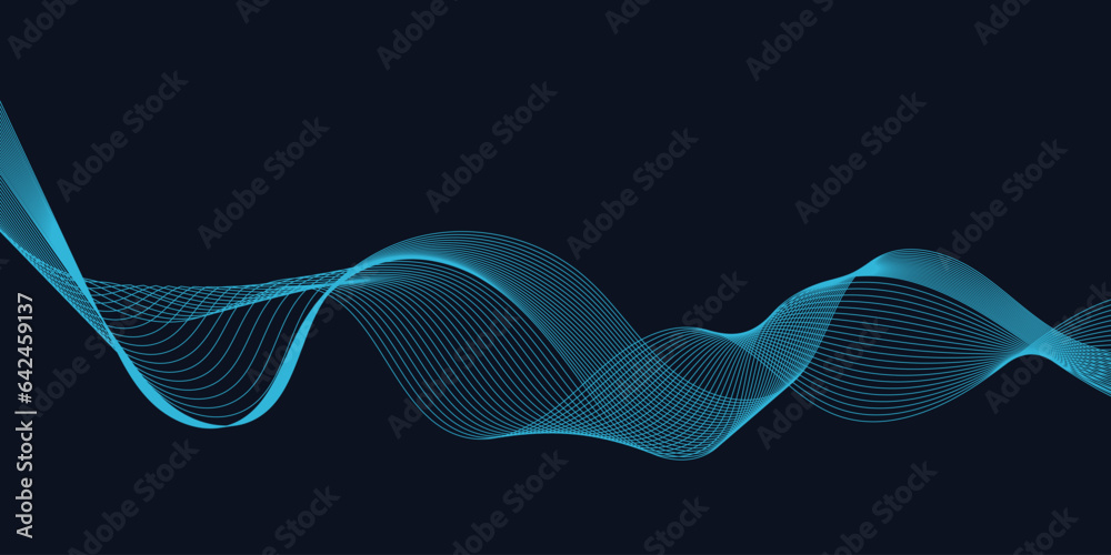 Abstract vector background with blue wavy lines. Blue wave background ...