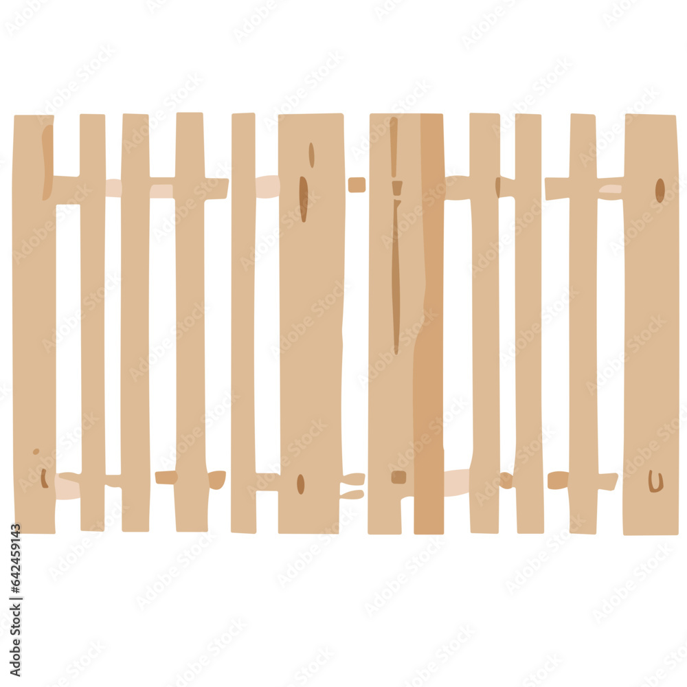 Isolated Wooden Fence with Brown Planks and Grass Background - Vector Illustration for Garden Design and Nature Protection Isolated Wooden Fence with Brown Planks and Grass Background - Vector Illustration for Garden Design and Nature Protection