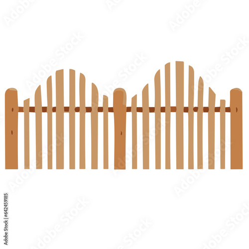 Isolated Wooden Fence with Brown Planks and Grass Background - Vector Illustration for Garden Design and Nature Protection