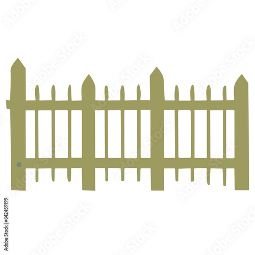 Isolated Wooden Fence with Brown Planks and Grass Background - Vector Illustration for Garden Design and Nature Protection