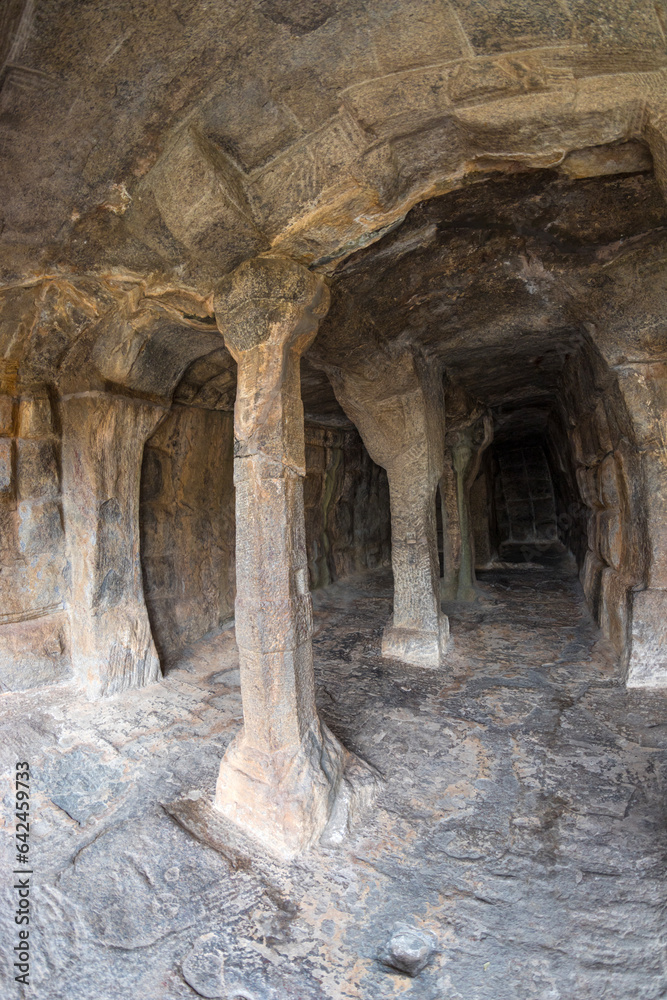 Mahishamardini Rock Cut Mandapa built by Pallavas is UNESCO World Heritage Site located at Great South Indian architecture, Tamil Nadu, Mamallapuram or Mahabalipuram Mahishamardini Rock Cut Mandapa built by Pallavas is UNESCO World Heritage Site located at Great South Indian architecture, Tamil Nadu, Mamallapuram or Mahabalipuram