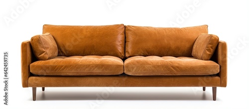 Contemporary suede couch isolated on white