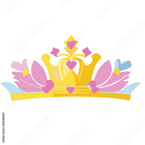 Princess Crown Illustration with Nature and Sky Elements in a Cartoon Style Vector Design for a Lovely Baby Christmas Card