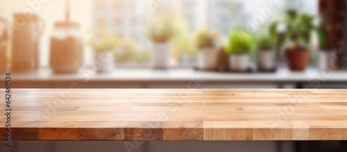 Blurred kitchen background atop a table