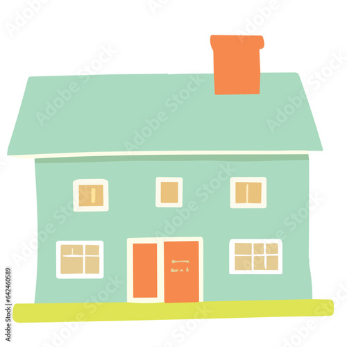 Simple House Illustration with Roof for Real Estate and Architecture Design