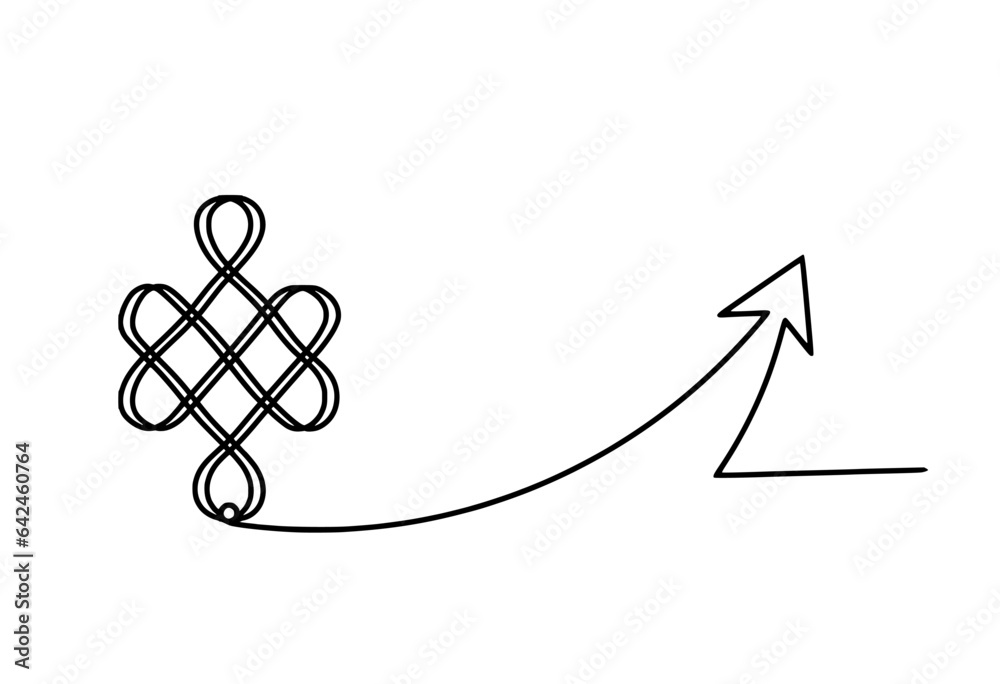 Endless Example Drawing Sign of endless auspicious knot with direction as line drawing on the ...