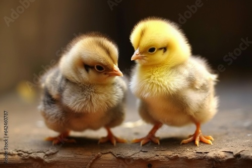 Cute little chicks on nature background, closeup. Easter holiday