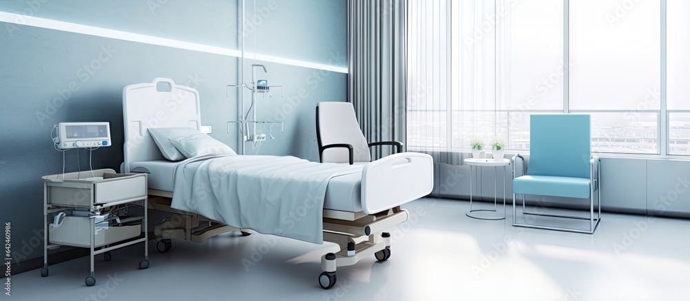 ed illustration of the interior of a hospital room with a bed