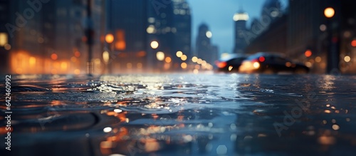 City flooding creating blurred background