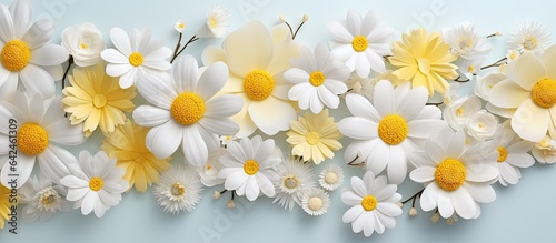 Background with white and yellow flowers