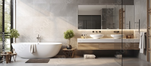 Contemporary elegant bathroom within a contemporary residence