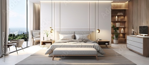Obraz na płótnie a contemporary bedroom interior w salonie