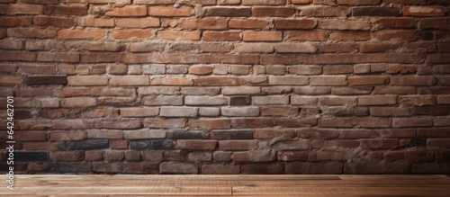 Brick wall texture on wooden floor