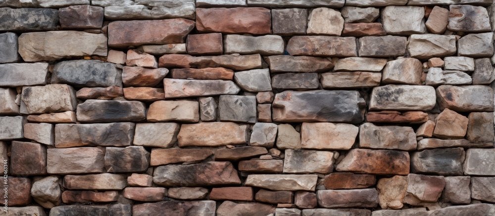 Fototapeta premium Aged stone wall with stones in the background