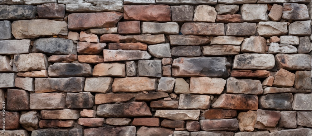 Aged stone wall with stones in the background
