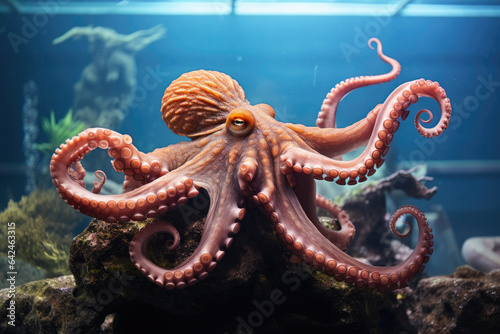 Octopus in an aquarium with long tentacles © Venka