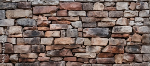 Aged stone wall with stones in the background