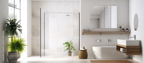 Contemporary bathroom with sleek shower enclosure