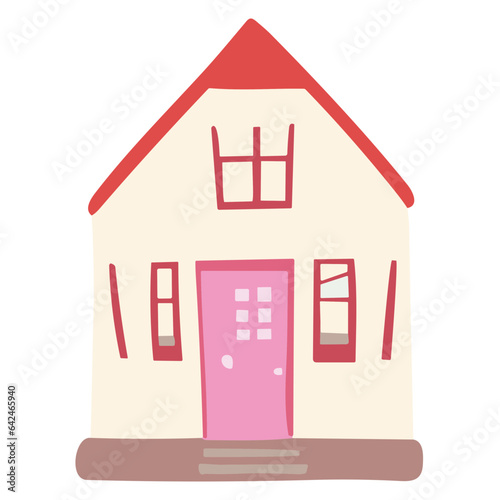 Simple House Illustration with Roof - Vector Cartoon Design