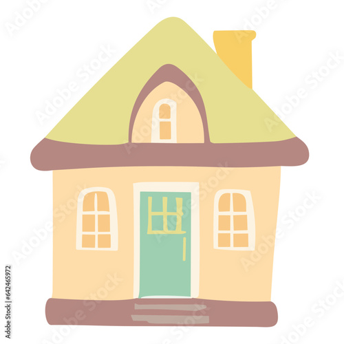 Simple House Illustration with Roof - Vector Cartoon Design