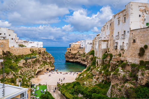 Lama Monachile Bay view in Polignano a Mare Town of Italy © nejdetduzen