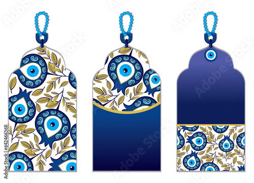 Vector illustration  greeting cards with turkish evil eye nazar boncuk charms.Sale banners photo