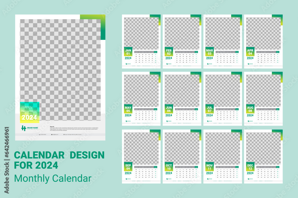 Calendar design templet 2024