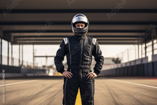 Confident race car driver at the track.  © Jeff Whyte