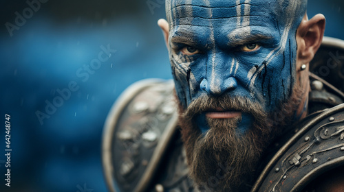 Ancient celtic warrior prepared for battle in ancient times. 