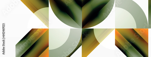 Minimalist marvel - squares and circles unite in harmonious geometry. Muted tones weave serene backdrop where structured tiles form dance of timeless elegance, epitomizing modern simplicity