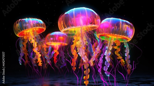 Rainbow jellyfish.Generative AI.